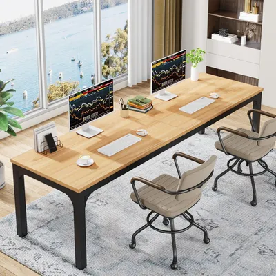 Immagine prodotto di Scrivania per computer, dimensioni 200 x 70 x 75 cm. Scrivania lunga per due persone, ideale per ufficio, studio o home office. Materiale: legno naturale