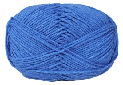 Image de Fil à tricoter en coton, 5 pelotes de 50g, couleur bleu, lavable, facile d'entretien