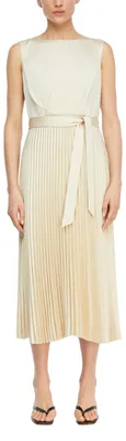 Produktbild von COMMA Damen Kleid – Satin, Plissee, Midi, ärmellos, Bindegürtel
