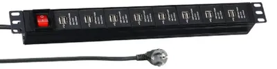 Productafbeelding van EFB EK631USB.1 EFB 19''1HE Steckdosenl. 16x USB A mit Schalter 3m, schwarz