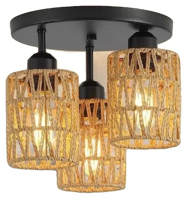 Image de Lustre, motif tissé, matériaux écologiques, plafonnier, sans ampoule