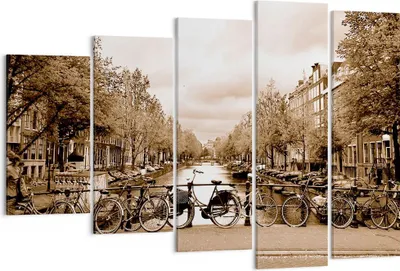 Produktbild von Bild auf Leinwand - Leinwandbild - Kanal Fahrräder Amsterdam Zentrum - 150x100cm - Wand Bild - Wanddeko - Leinwanddruck - Bilder - Kunstdruck - Leinwand bilder - Wandkunst - EG150x100-2971