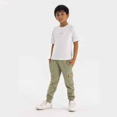 Immagine prodotto di Pantaloni da jogging Minoti in cotone color kaki, taglia 122, per bambino