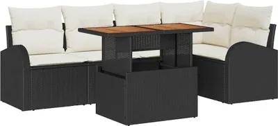 Productafbeelding van vidaXL Tuinset, 6-delig, zwart, polyrotan