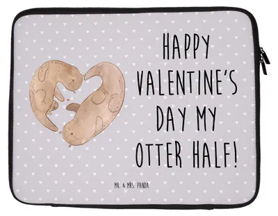 Produktbild von Mr. & Mrs. Panda Hülle Laptop Otter Valentine 27 x 36 cm - Grau Pastell - Geschenk, Freundin, Liebesbeweis, für Frauen, Tasche, Jahrestag, Notebooktasche, Valentinstag