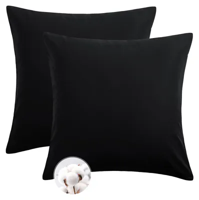 Productafbeelding van Kussensloop 80x80 cm, katoen, 2 stuks - Zachte kussensloop 80 x 80 cm, zwart met rits, kussensloop 80x80 cm