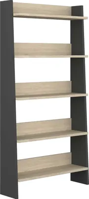 Immagine prodotto di Libreria Quinty 95cm 5 ripiani - decoro grigio/rovere