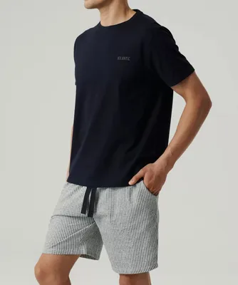 Immagine prodotto di Pigiama Atlantic in cotone 100%, a righe grigio-blu, con maniche corte, taglia XXL