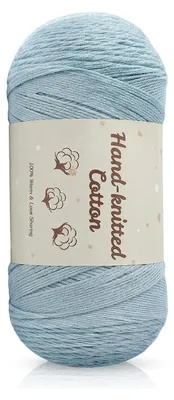 Immagine prodotto di Filato per uncinetto, cotone, blu, 275g, 900m, 100% cotone, filato sottile, delicato sulla pelle, adatto ai bambini, lavabile
