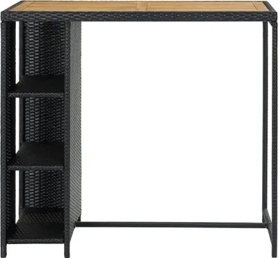 Produktbild von vidaXL Bartisch mit Regal Schwarz 120x60x110 cm Poly Rattan
