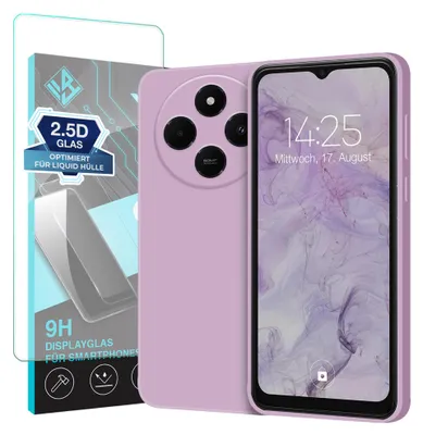 Produktbild von Hülle für Xiaomi Redmi 14C mit 9H Displayglas Displayschutz Case Cover Bumper Smartphone Softgrip Schutzhülle Farbe: Lila