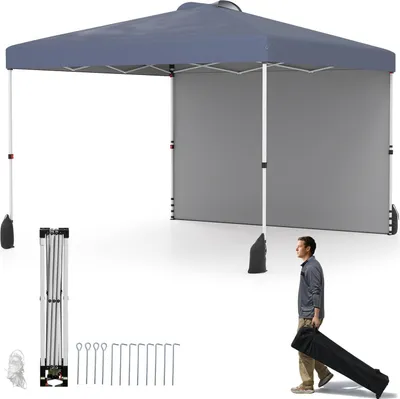 Obrázek produktu pro 3 x 3 m Pop-Up pavilon s boční stěnou, přenosný, šedý