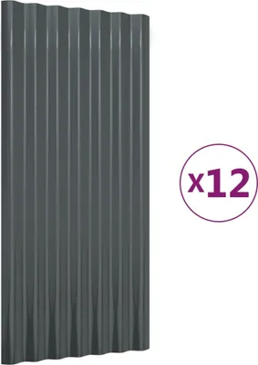 Productafbeelding van Dakpanelen 12 st 80x36 cm gegalvaniseerd staal antracietkleurig