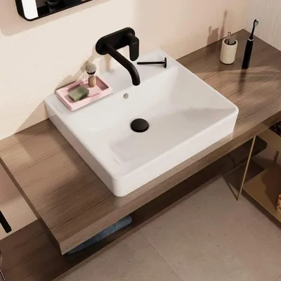 Produktbild von hansgrohe Xanuia Q Aufsatzwaschtisch geschliffen 550/480 ohne Hahnloch mit Überlauf