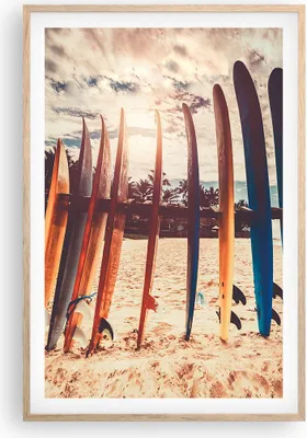 Produktbild von Gerahmtes Poster - Rahmen in heller Eiche - Surfen Strand Board - 61x91,5 cm - Wand Bild - Wanddeko - Wandbilder - Kunstposter - Wandposter - Bilderrahmen - Bilder - Kunstdruck - P2NPA61x91-4992