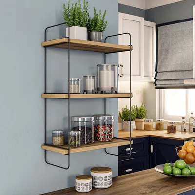 Produktbild von skye-decor Wandregal Pulalis, Industriell, Atlantische Kiefer Optik, 40x66x20 cm, Melaminbeschichtete Spanplatte & Metall, platzsparend für Zuhause & Büro, 18mm stark