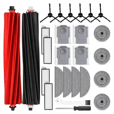 Produktbild von 26 Stück Zubehör für Roborock S8 MaxV Ultra Saugroboter, 2 Hauptbürste 4 Staubbeutel 4 Wischtücher 4 Seitenwischer 4 Filter 6 Seitenbürsten 1 Reinigungsbürste 1 Schraubendreher
