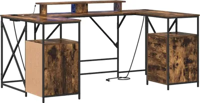 Obrázek produktu pro vidaXL Psací stůl s policí, kouřový dub, 182 x 101 x 87,5 cm