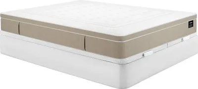 Produktbild von Bett-Set 180 x 200 cm, Bettkasten weiß + Hybridmatratze mit 7-Zonen-Taschenfedern und Gel-Schaum, Höhe 28 cm - CIREVA von YSMÉE