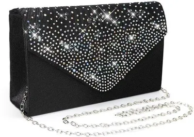 Obrázek produktu pro Saténová večerní kabelka s řetízkem a třpytkami, elegantní, s diamantovým vzorem, dámská