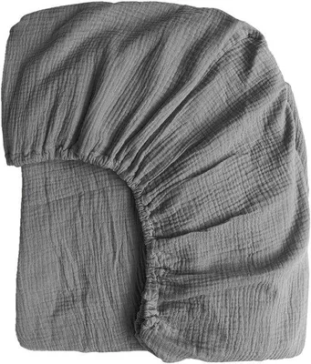 Zdjęcie produktu dla Ibenzoa® Bawełniana pościel elastyczna muślinowa, 140 x 200 cm – 100% bawełna muślinowa, oddychająca i miękka, kolor szary, przeznaczona do materacy o wysokości 25–30 cm, z gumką wszytą po obwodzie