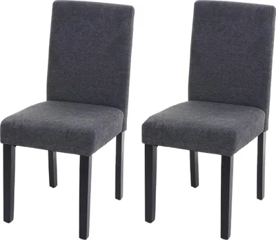 Immagine prodotto di Set di 2 sedie da sala da pranzo Sedie da cucina classiche e intramontabili | A x L x P 90 x 43 x 56 cm | Altezza seduta 45 cm | Tessuto | Gambe scure | Grigio antracite