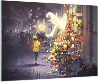 Produktbild von Bilder auf glas - Fantasie Märchen - 100x70cm - Glasbilder - Wandbilder - Kunstdruck - zum Aufhängen bereit - Wanddekoration aus Glas - Glas Bilder - Wandbild auf Glas - Einteilig - GAA100x70-3901