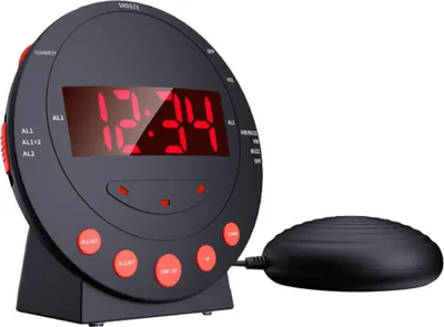 Obrázek produktu pro Vibrační budík s vibračním podložkou – extra hlasitý, LED displej, blikající světlo, funkce snooze a dvojitý budík, USB port, pro lidi s hlubokým spánkem a osoby se sluchovým postižením