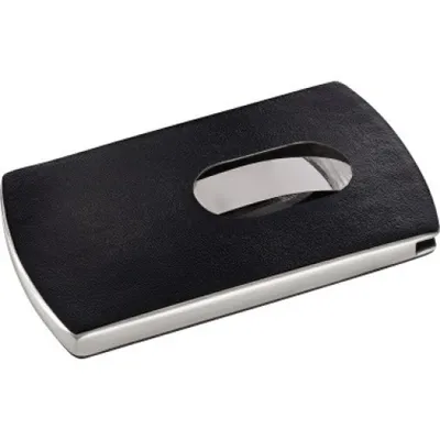 Zdjęcie produktu dla Etui na wizytówki SIGEL VZ121 Snap - 101 x 60 x 13 mm, czarny/srebrny, skórzany wygląd