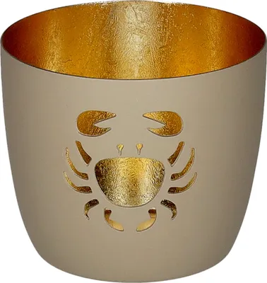 Produktbild von Gift Company Windlicht Madras M, Krabbe, Teelichthalter, Kerzenhalter, Eisen, Sandstone / Gold, H 8.5 cm, 1211004029