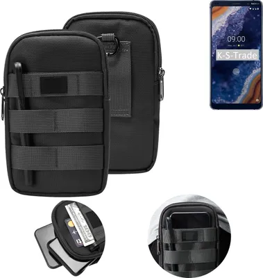 Produktbild von K-S-Trade Holster Gürtel Tasche kompatibel mit Nokia 9 Handy Tasche Schutz Hülle dunkel-grau viele Fächer, 1x