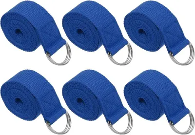 Produktbild von Yogagurte 6 Stück 180 x 3,8 cm aus Baumwolle mit D-Ring braun – Stretchbänder – Yoga- und Pilateszubehör