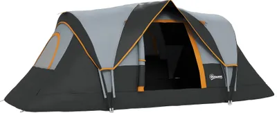 Produktbild von Outsunny Campingzelt für 5-6 Personen stabil wasserdicht Familienzelt mit Eingang Fenster Packtasche, Zelt mit 3000mm Wassersäule Tunnelzelt Kuppelzelt für Camping Reise Garten, Hellgrau