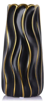 Produktbild von Elzusha – Moderne dekorative Vase, Schwarz und Gold – Rund – Groß