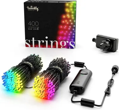 Zdjęcie produktu dla Twinkly strings 400L 4,3mm RGB Twinkly | Strings Smart LED Lights 400 RGB (Multicolor), 32m, czarny przewód | RGB - 16M+ kolorów