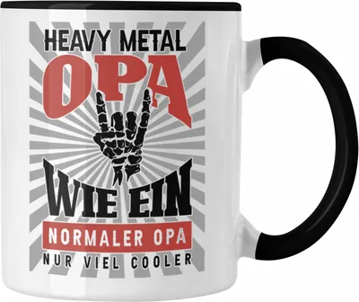 Produktbild von Trendation - Heavy Metal Opa Tasse Geschenk Bester Opa Vatertag Rock n Roll Becher Geschenkidee (Schwarz)
