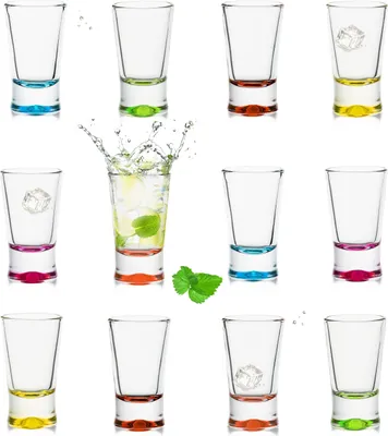Produktbild von PLATINUX Shotgläser Set 12 Teilig bunt Schnapsgläser 2,5cl Tequilagläser Wodkagläser Pinnchen aus Glas