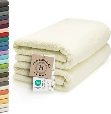 Produktbild von 2er Set Saunahandtuch, Baumwolle, 70x200 cm, natur (creme), 420g/qm