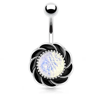 Produktbild von Taffstyle Bauchnabelpiercing Bauchnabelpiercing Schmuck Stecker Vintage Blume mit Stein, Opal Weiß