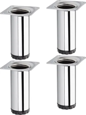 Produktbild von 4 Stück Möbelfüße BRAVO Höhe 100 mm (+ 10 mm) Ø 40 mm Chrom poliert höhenverstellbare Schrankbeine aus Stahl belastbar bis 50 kg pro Möbelbein SOTECH