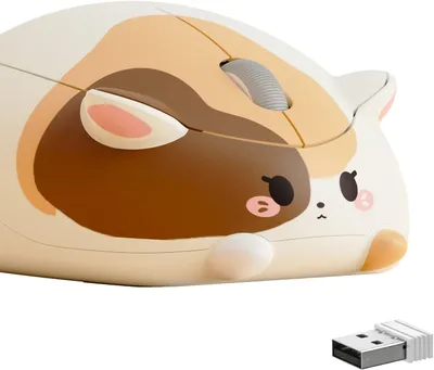 Produktbild von Akko kabellose Laptopmaus Calico, Mäuse in Katzenform, 2,4 GHz USB-A-Empfänger, 1200 DPI optische Abtastung, leises Klicken, kabellose Gaming-Maus