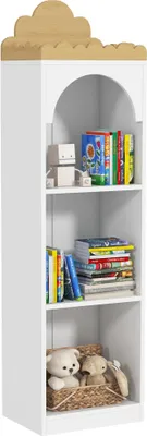Image de Bibliothèque pour enfants - Étagère pour enfants - 3 niveaux - Pour la garderie et la chambre d'enfant - Rangement de livres - Blanc naturel
