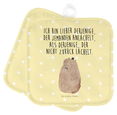 Produktbild von Mr. & Mrs. Panda Topfuntersetzer Murmeltier - Gelb Pastell - Geschenk, Fröhlichkeit, Topflappen, Set, Respekt, Freundlichkeit, topfhalter, Lustige Sprüche, Anstand
