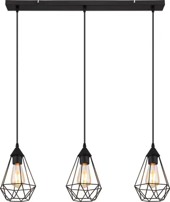 Produktbild von LED Hängeleuchte, 3-Flammig, Gitterschirme, schwarz, L 79 cm
