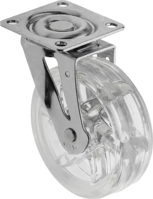 Produktbild von GTV - Möbelrolle B SHIFT ohne Feststeller - Lenkrollen für Möbel - Stahl/PC/PU - Durchmesser 75 mm - Schwenkräder 360 Grad - Gesamtlast pro Rolle: 40 kg - durchsichtig