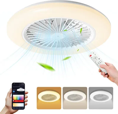 Immagine prodotto di Aopunly LED ventilatore a soffitto con illuminazione e telecomando Dimmable soffitto luce camera da letto soggiorno 49CM