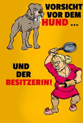 Produktbild von vianmo Holzschild 18x12 cm Vorsicht vor Hund & der Besitzerin Warnschild Hinweisschild