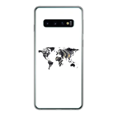 Produktbild von MuchoWow® Handyhülle Schutzhülle Hülle für Samsung Galaxy S10 Weltkarte - Gold - Linie Silikon Softcase Handy Hülle - Handytasche