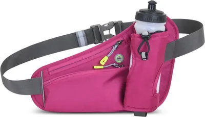 Produktbild von Bauchtasche mit Wasserflaschenhalter – Wasserabweisende Outdoor Hüfttasche für Laufen, Radfahren, Camping, Verstellbarer Sport-Taillenbeutel aus Nylon