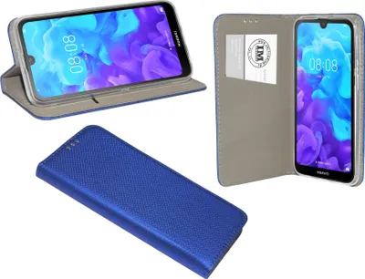 Obrázok produktu pre cofi1453® "Smart" book case kompatibilný s HUAWEI Y5 2019 kryt mobilného telefónu peňaženkové puzdro ochranný kryt s funkciou stojana, slot na kartu modrý